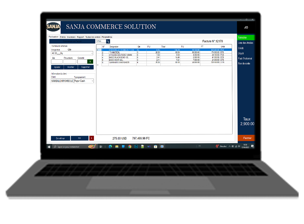 Fonctionnement de l'application
